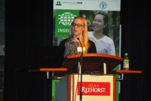 Scientist Rosie Pryor, of Minerva UK, speaking at the ‘Insects to Feed the World’ Conference (May 2014)